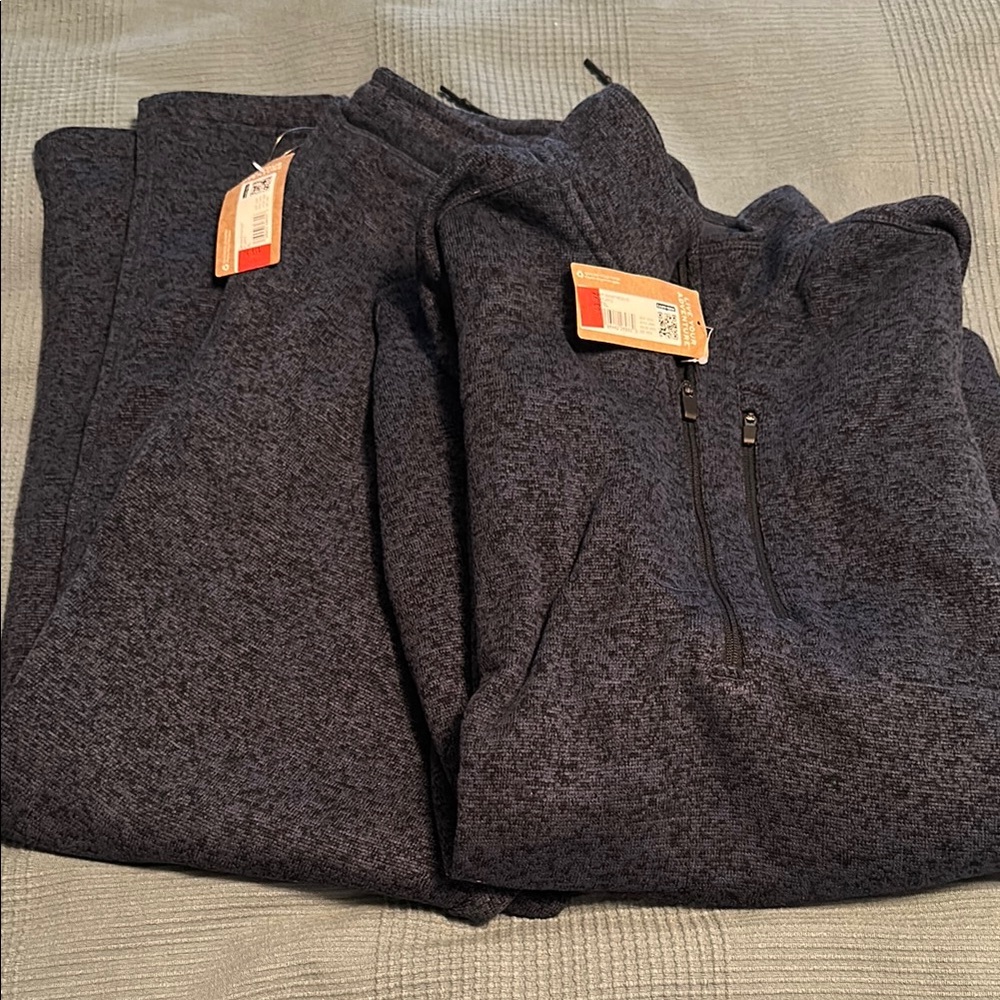 Eddie Bauer Men's Dark Blue Partial Zip-Up Sweatshirt and Sweatpants Set NWT